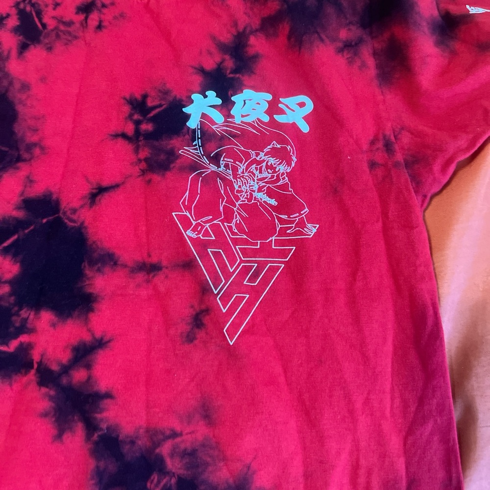 Red and Black Tie-Dye Graphic T-Shirt